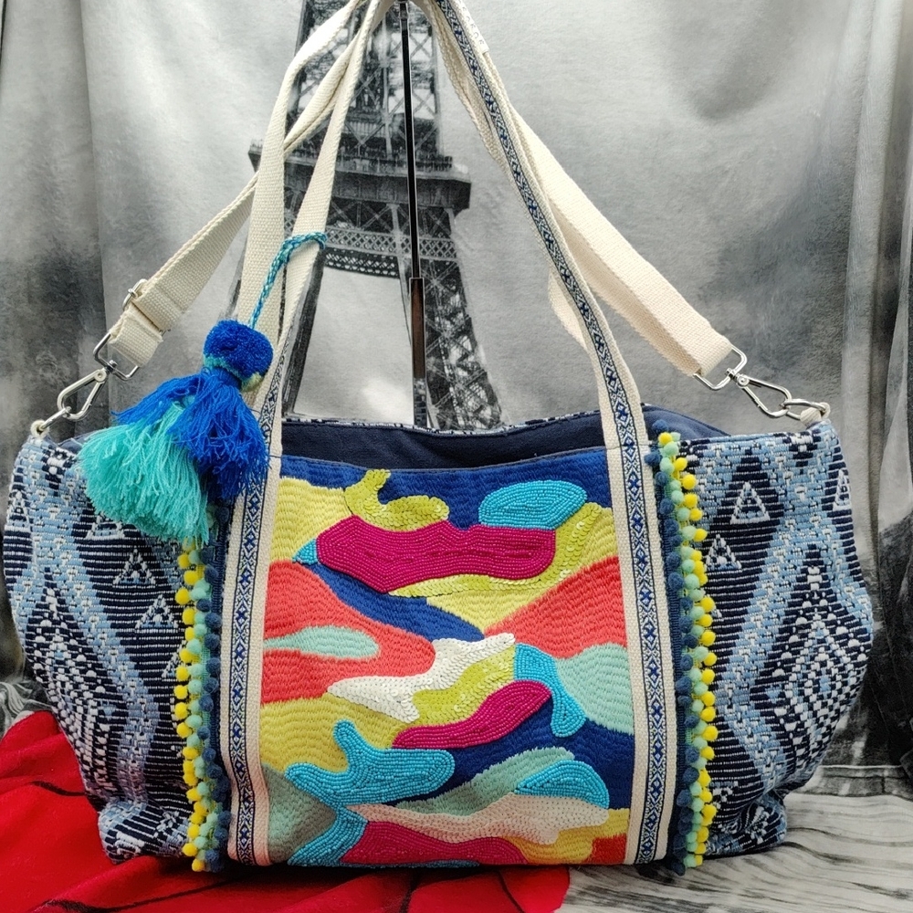 America And Beyond Beaded Tote